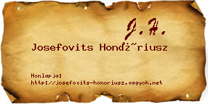 Josefovits Honóriusz névjegykártya